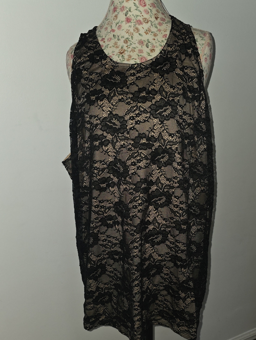 torrid Black Floral Lace Racerback Tank